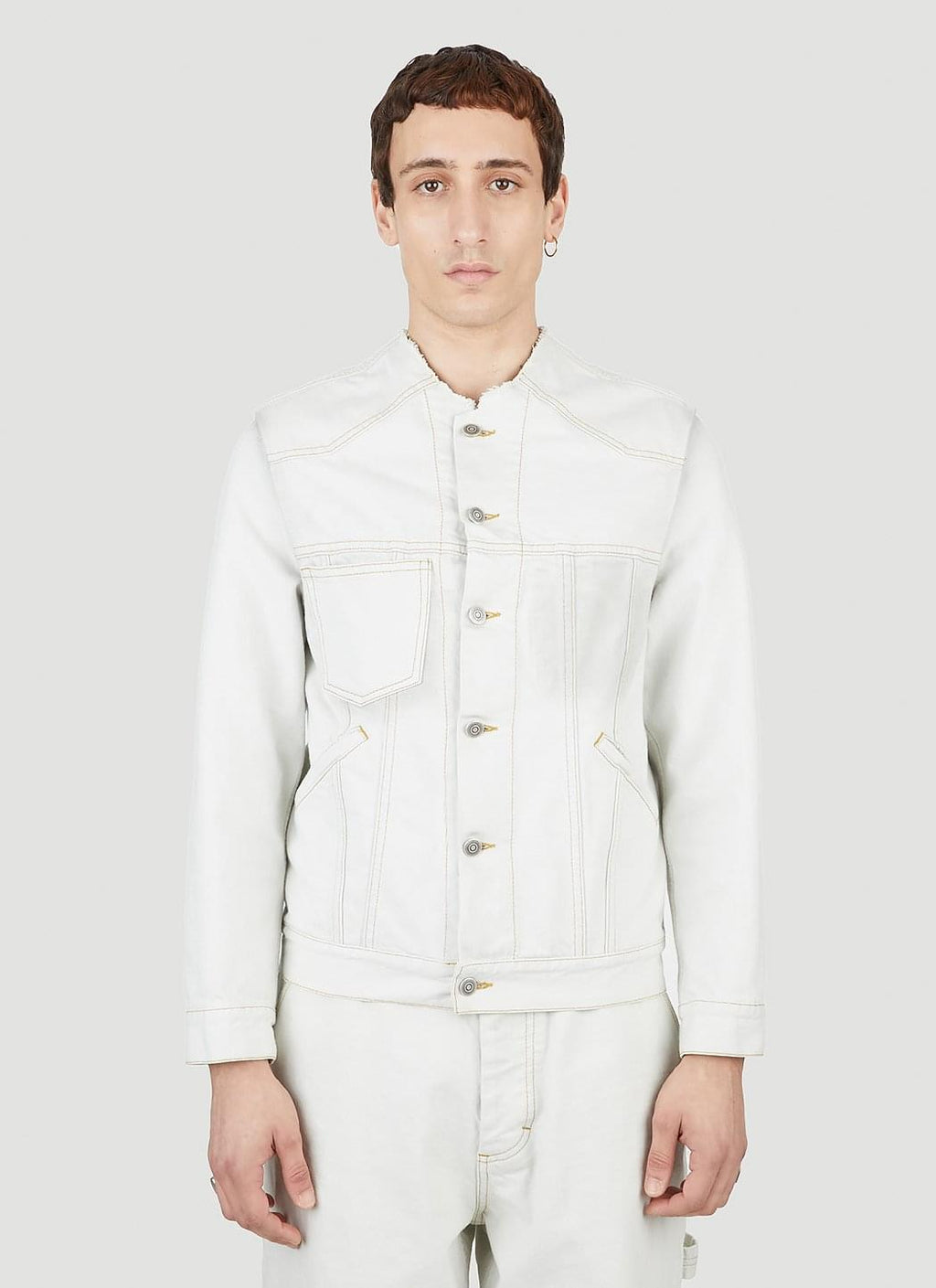 Maison Margiela Men Collarless Denim Jacket