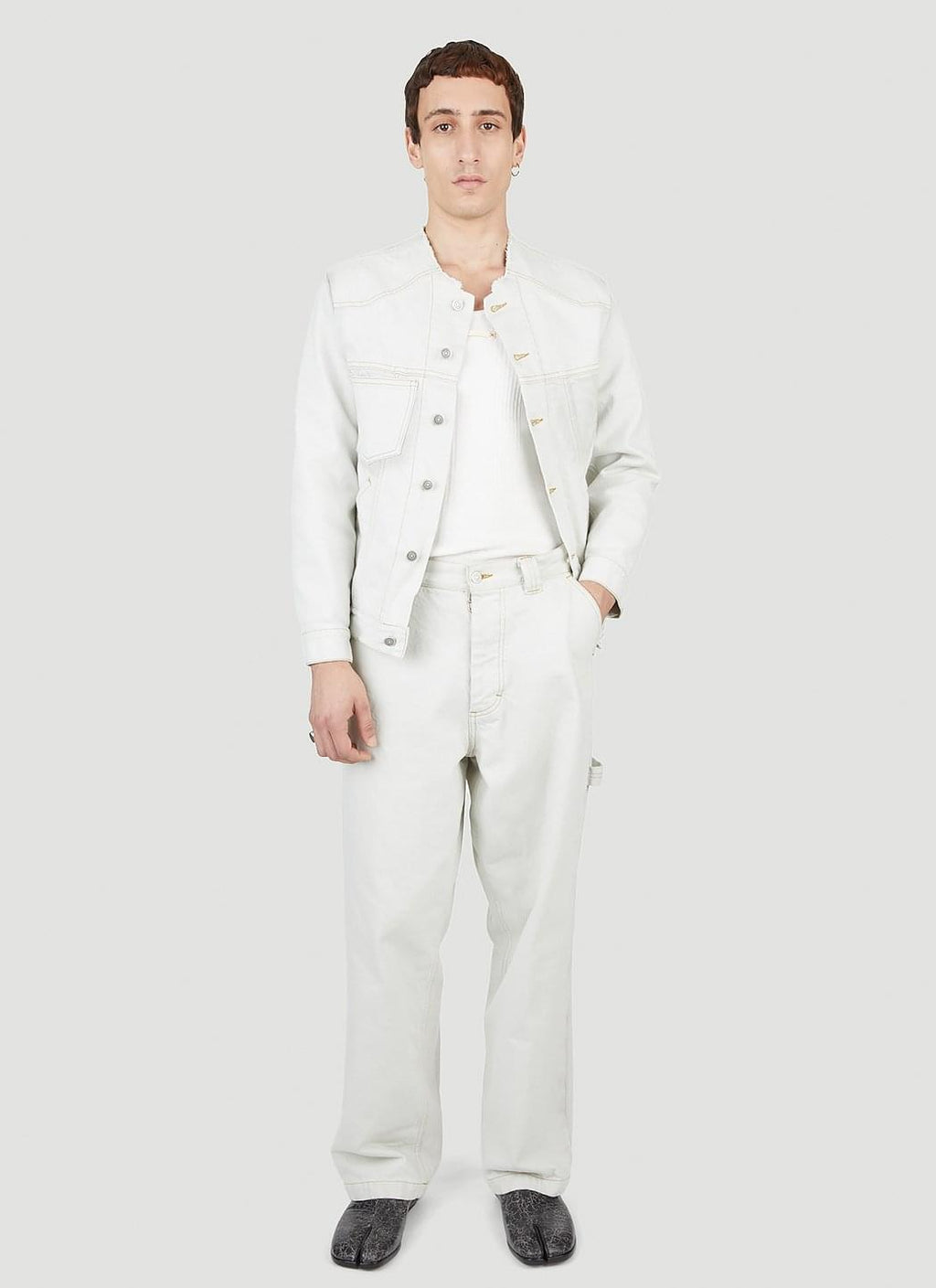 Maison Margiela Men Collarless Denim Jacket
