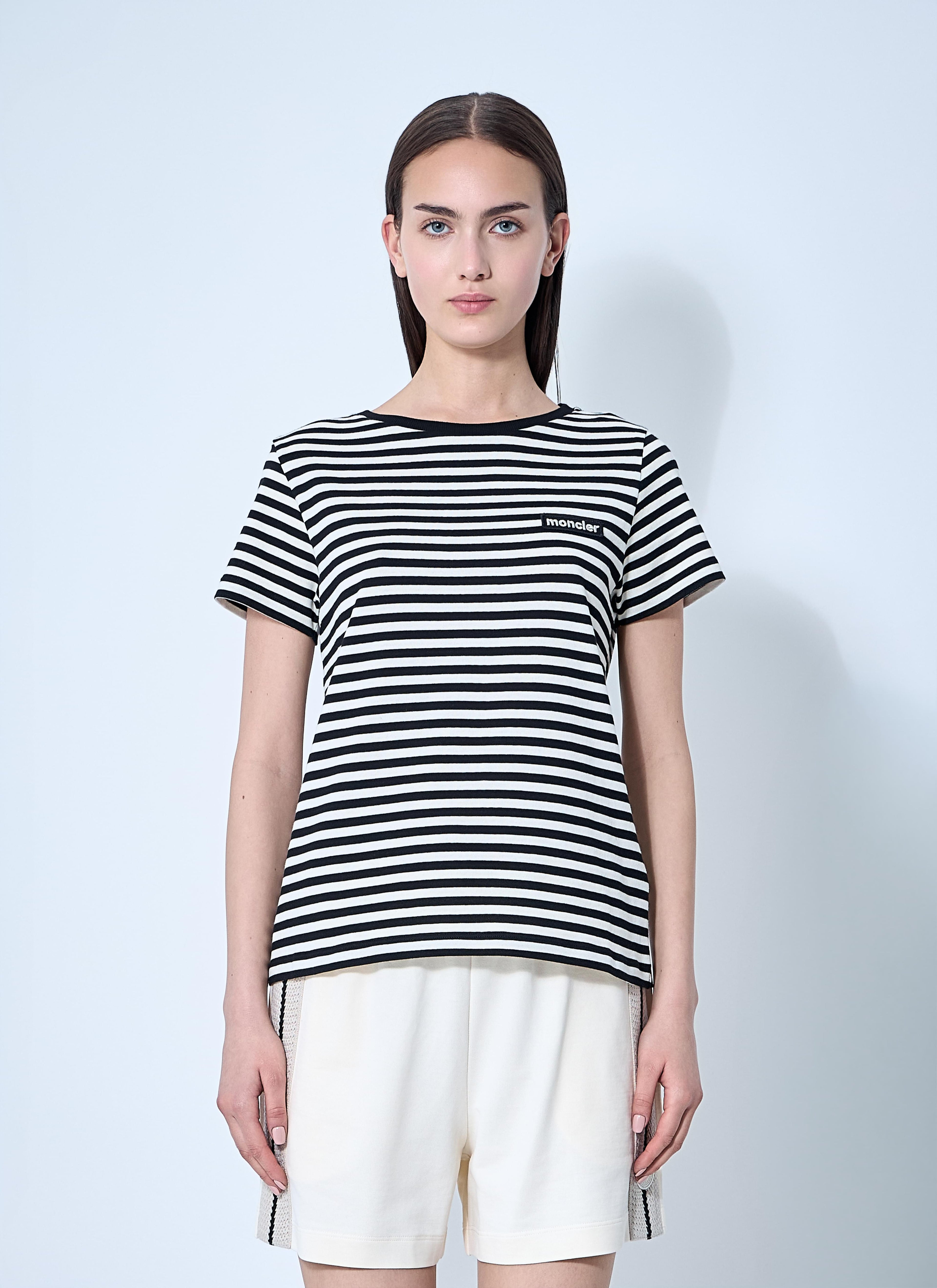Moncler Women Striped Logo Motif T-Shirt