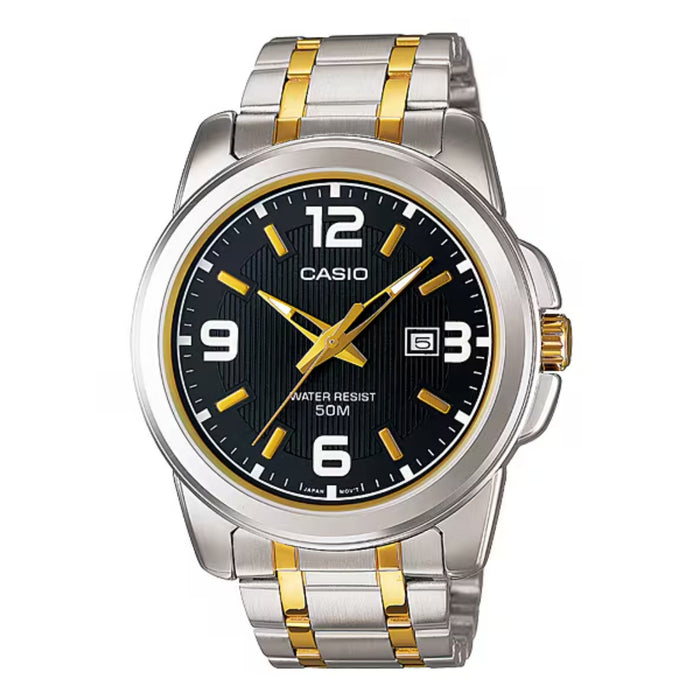 Casio Men’s Two Tone Black Dial Analog Watch - MTP-1314SG-1AV