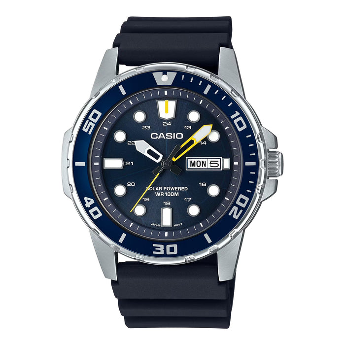 Casio Men’s Blue Dial Solar Stainless Steel Sport Wristwatch - MTP-S110-2AVCF