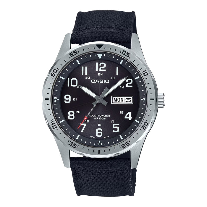 Casio Men’s Black Dial Solar Stainless Steel Fabric Watch - MTP-S120L-1AVCF