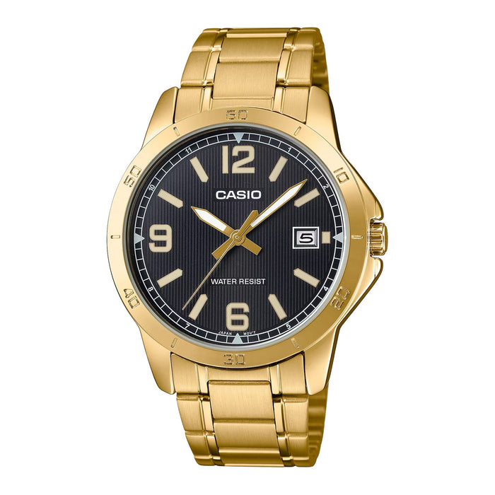 Casio MenÕs Gold Stainless Steel Watch with Black Dial - MTP-V004G-1BUDF