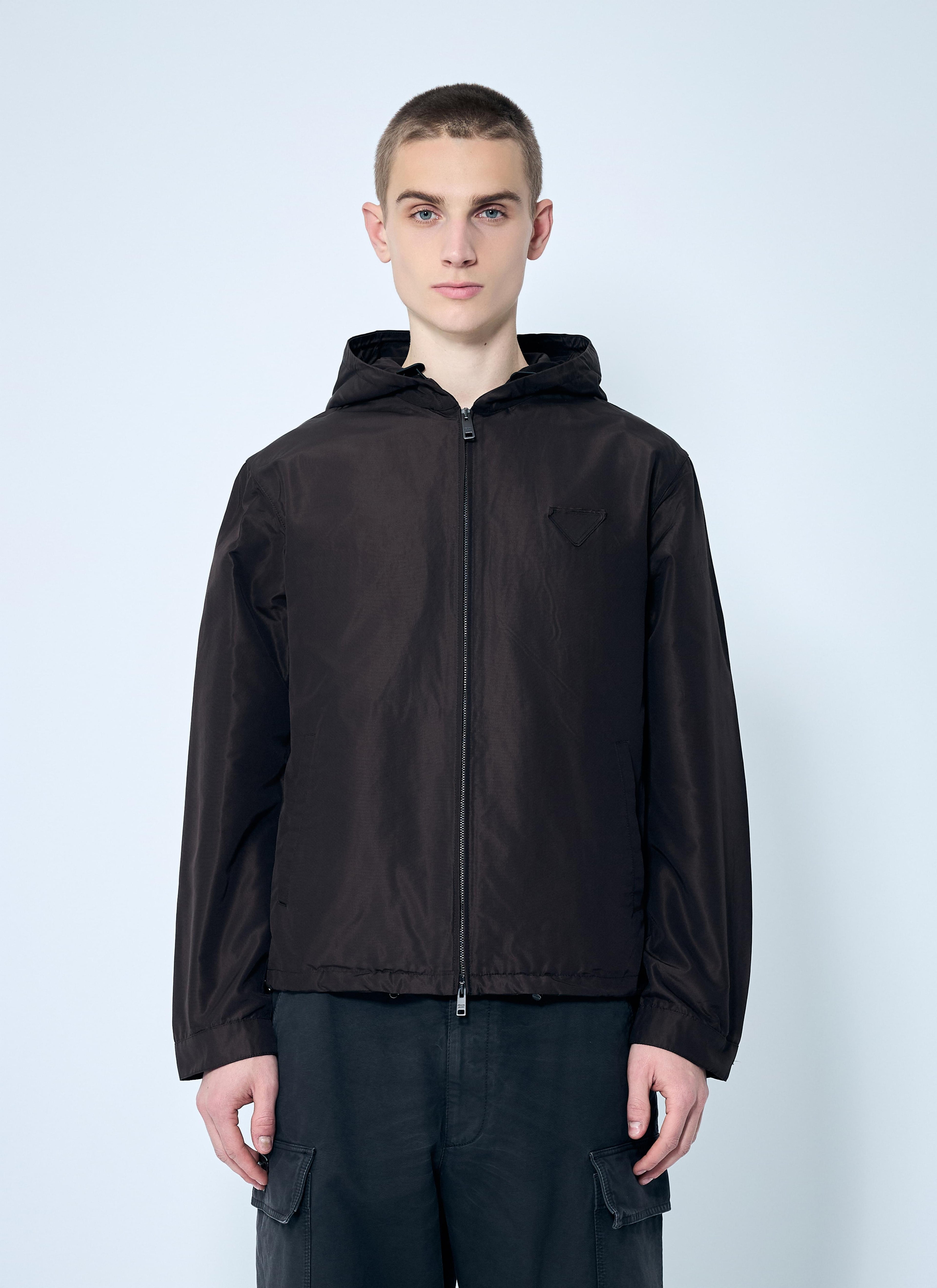 Prada Men Silk Hooded Jacket