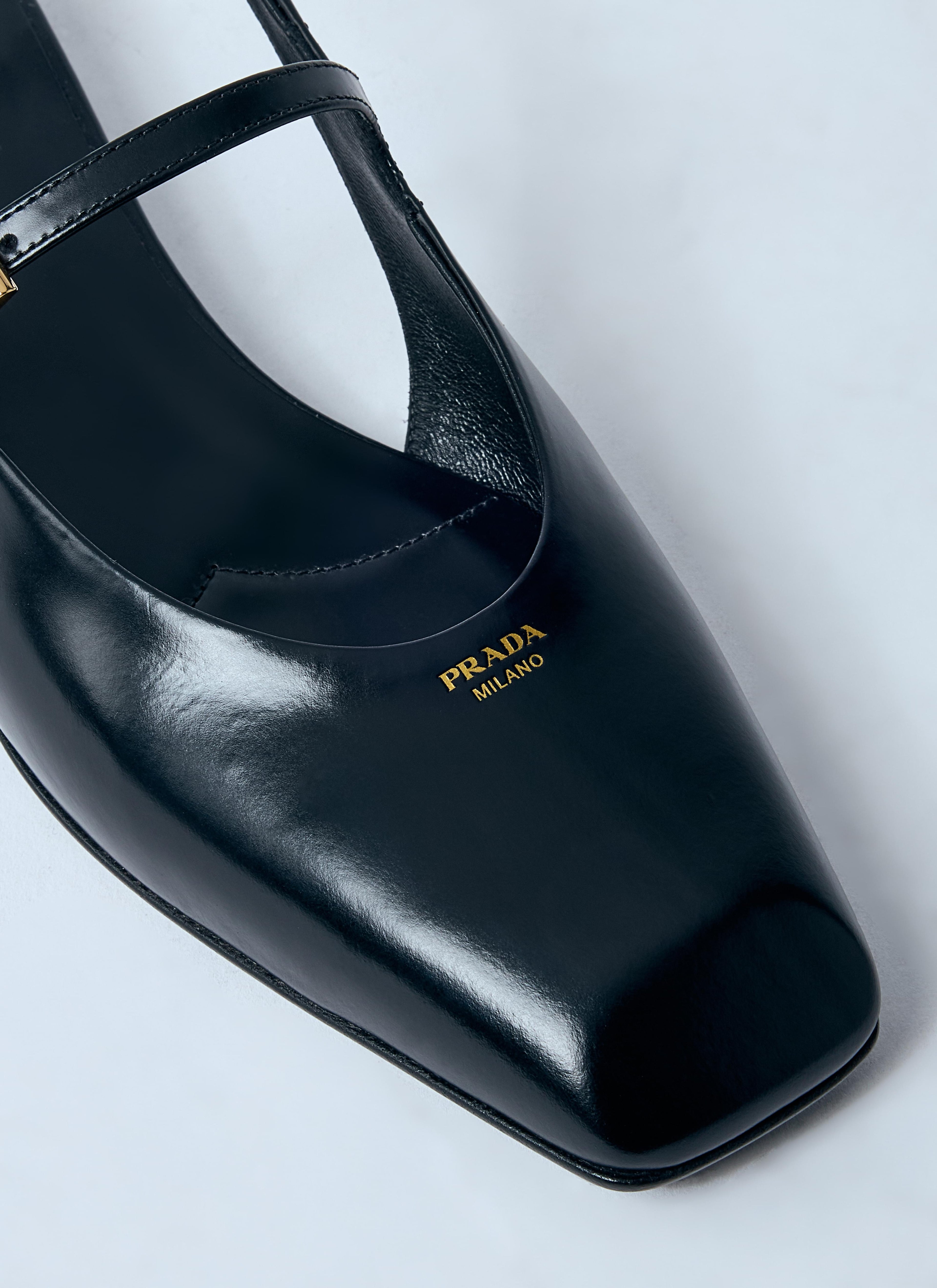 Prada Women Leather Slingback Ballerina Pumps
