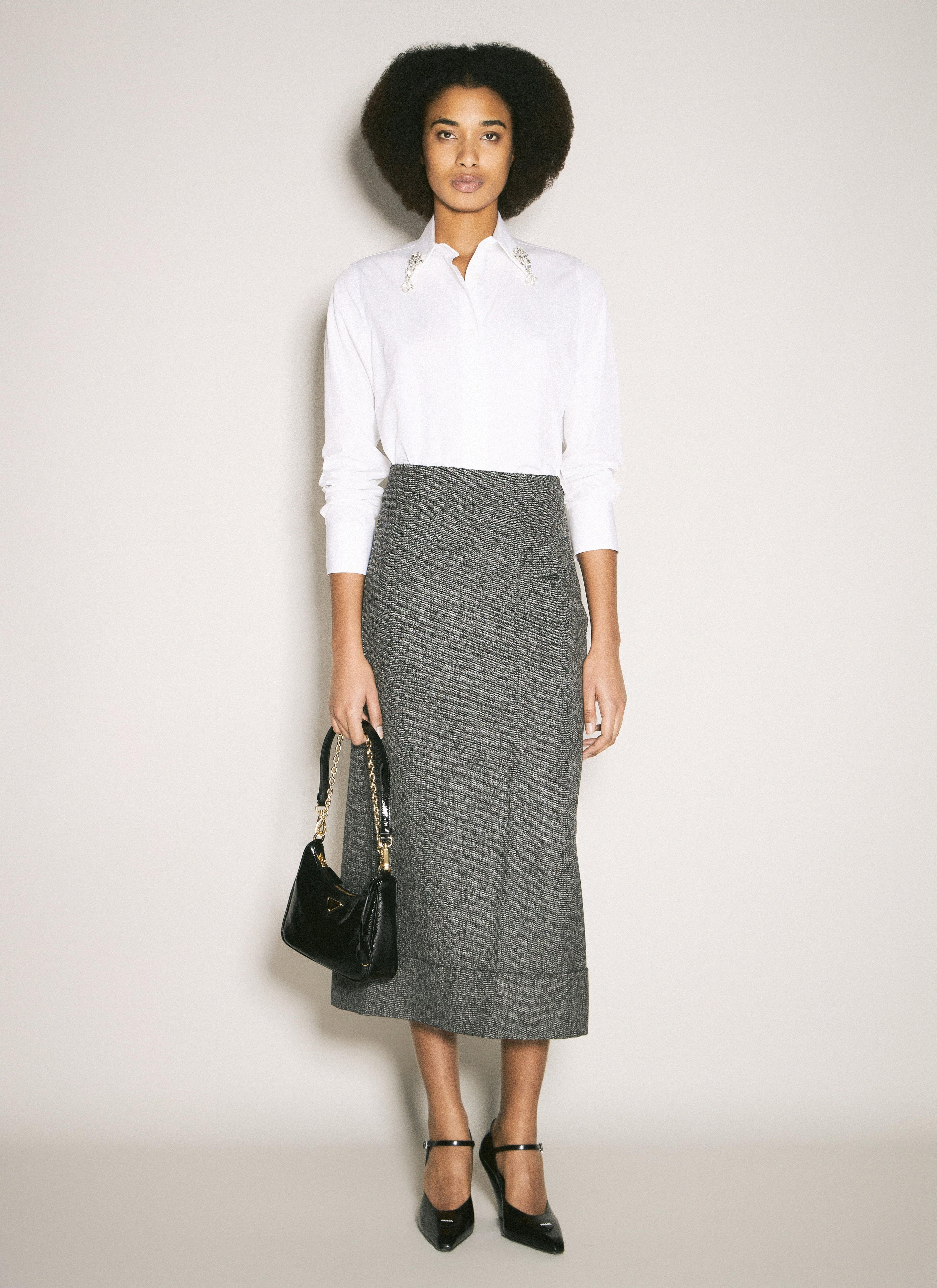 Prada Women Embroidered Poplin Shirt