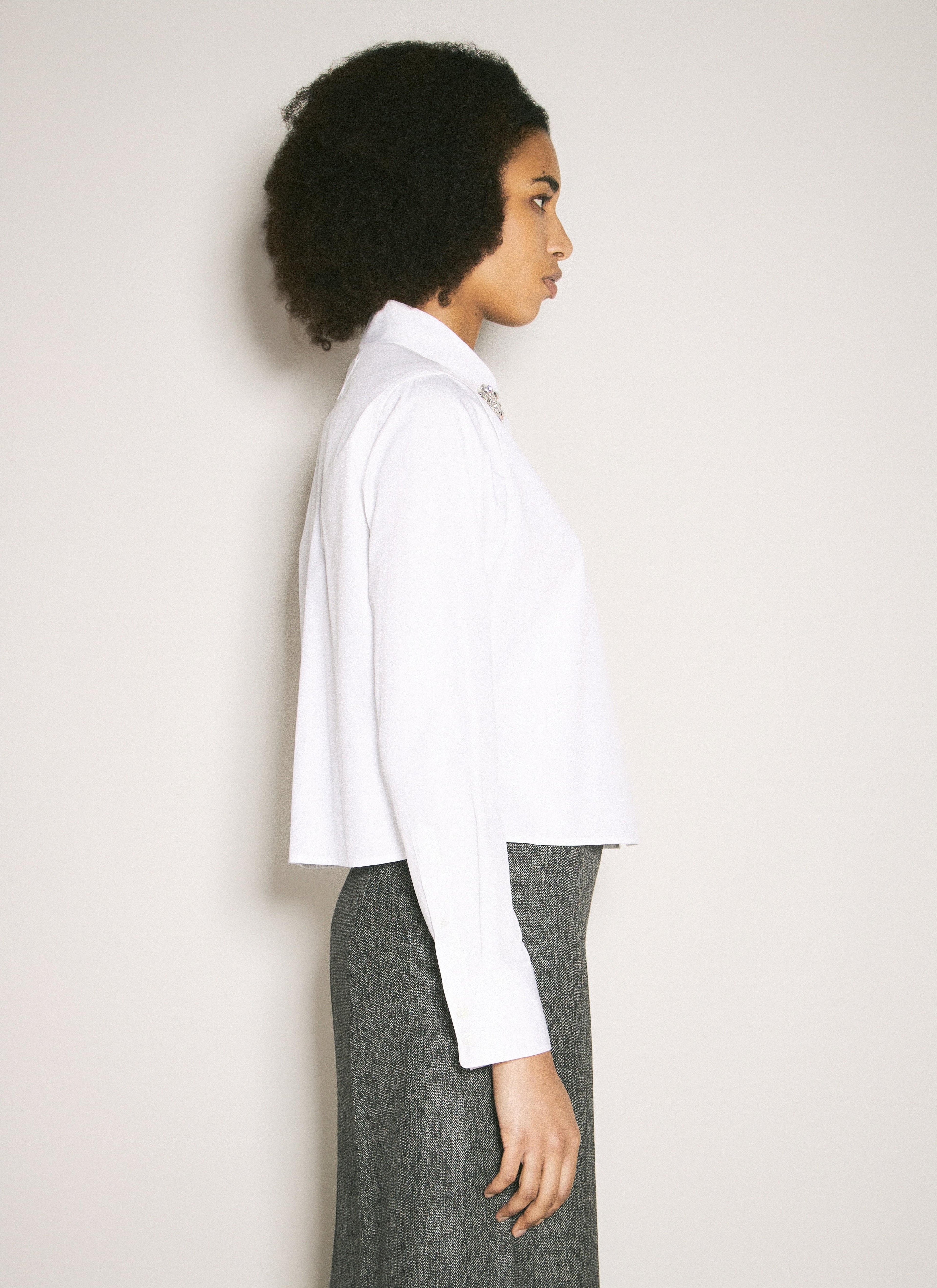 Prada Women Embroidered Poplin Shirt