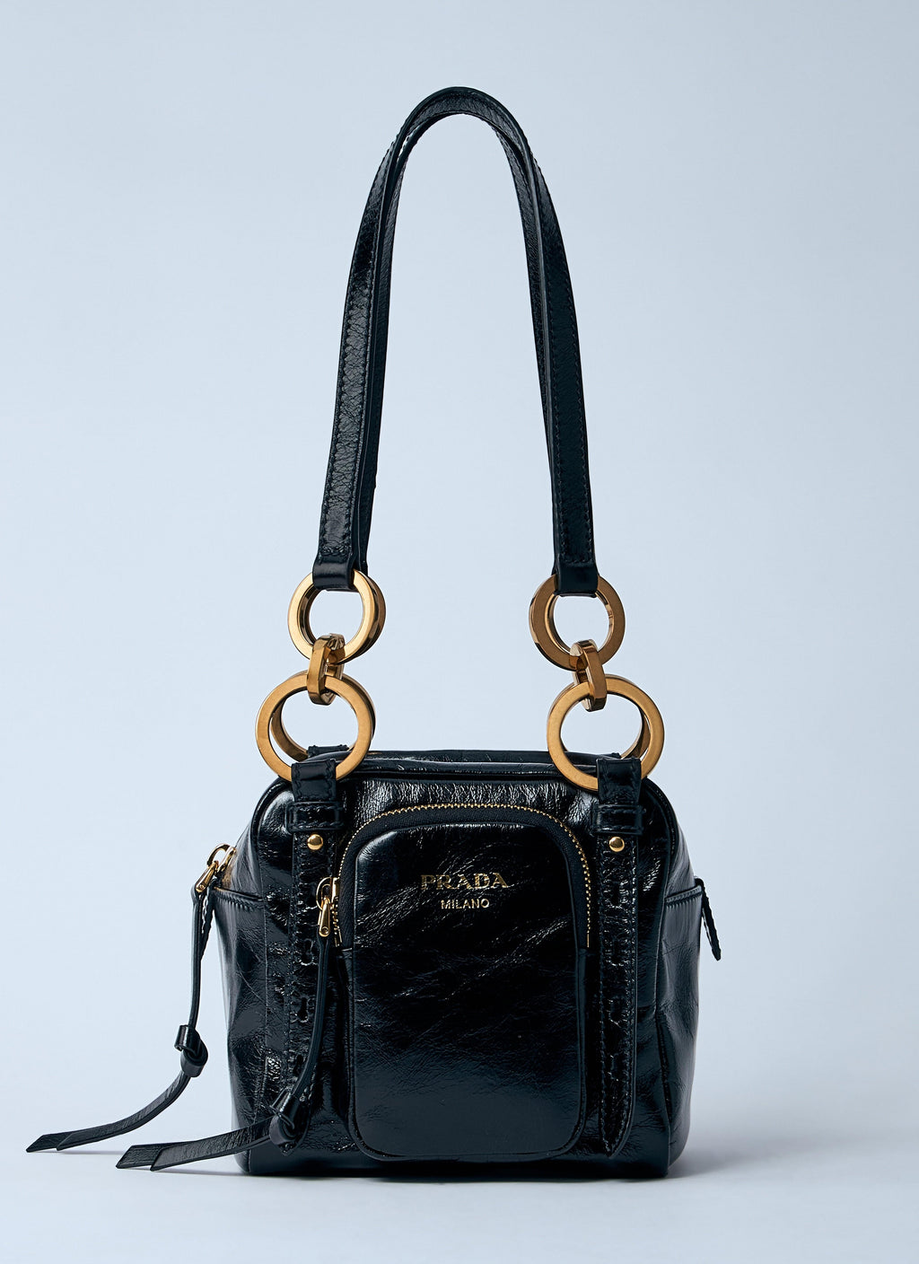 Prada Women Mini Dangle Leather Handbag