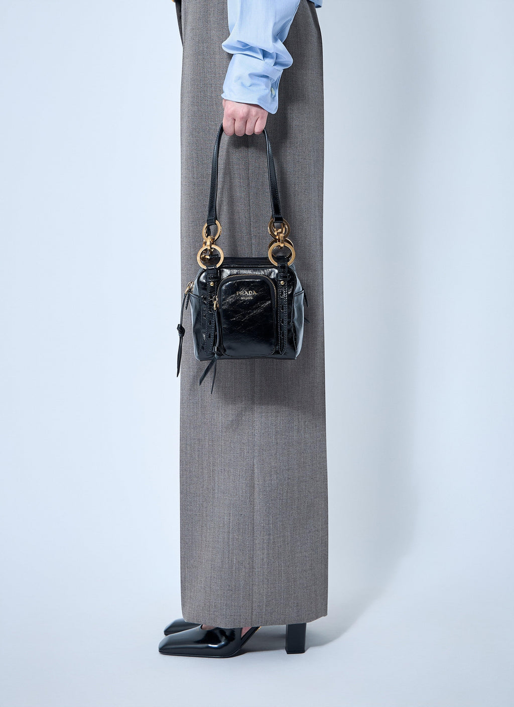 Prada Women Mini Dangle Leather Handbag