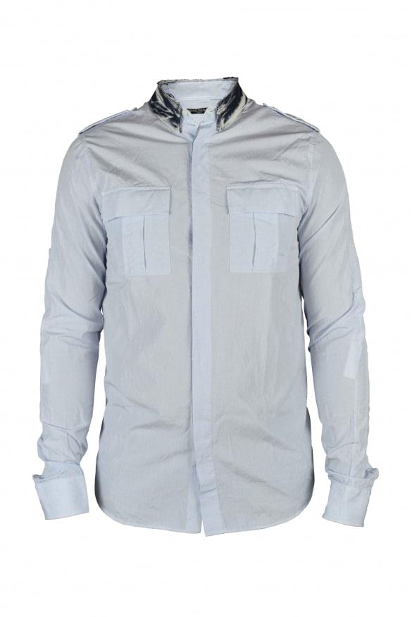 Balmain Men Shirt With Denim Collar