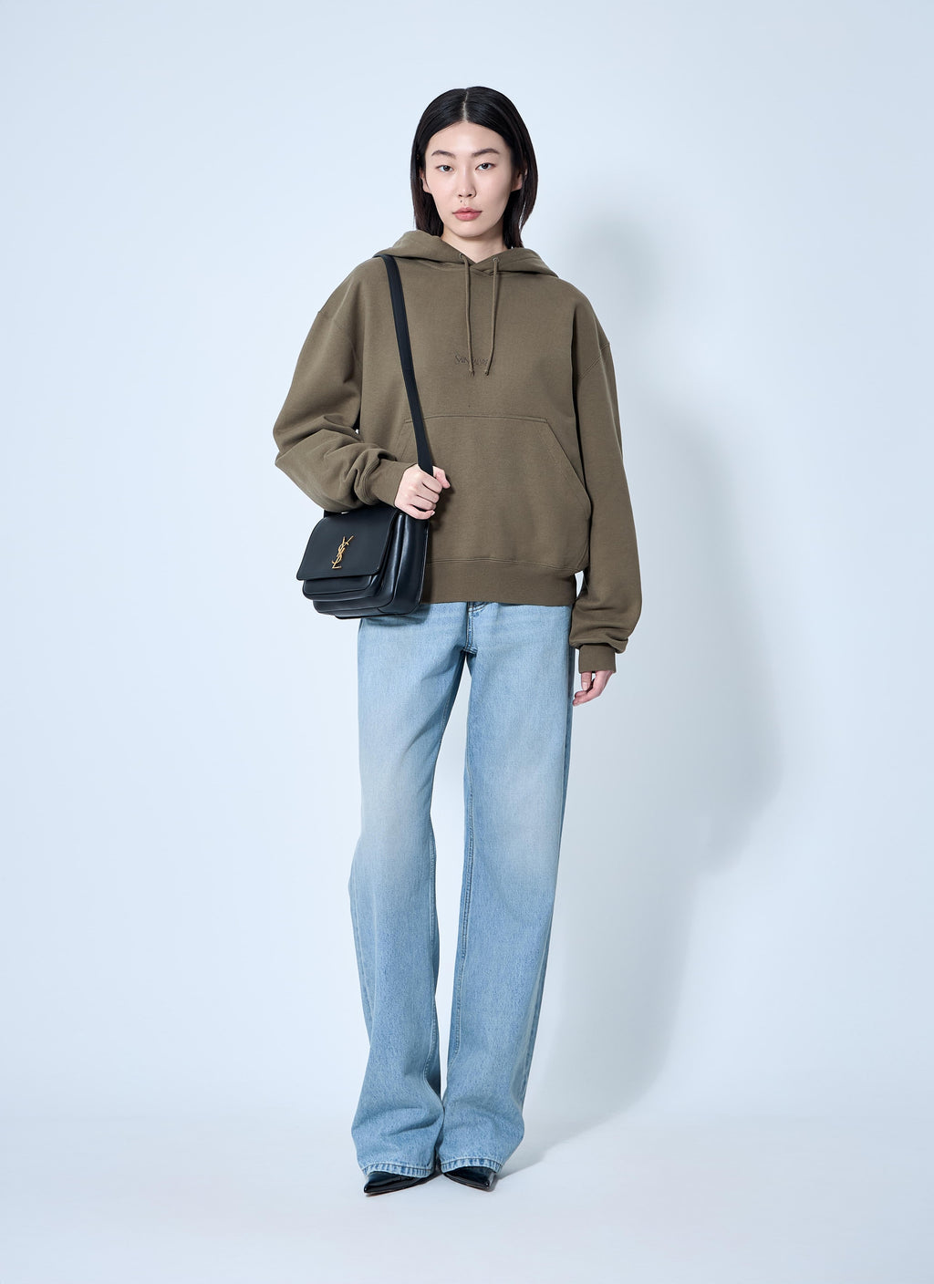Saint Laurent Women Hooded Logo Motif Sweatshirt