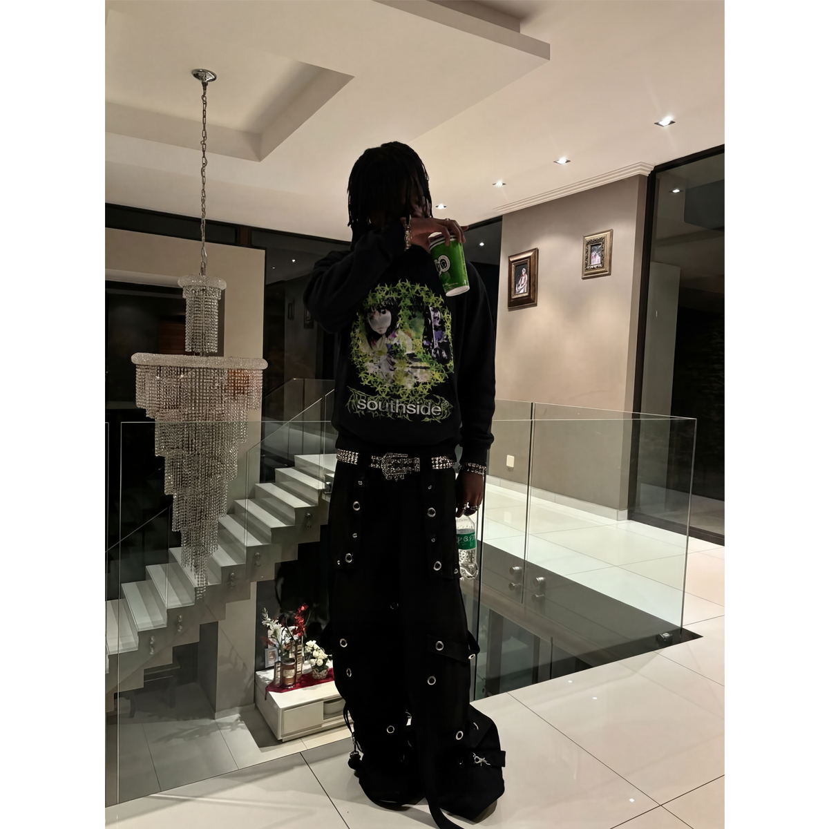 Hazard Streetwear Hoodie Black Cropped 400GSM Streetwear Graphic Y2K Unisex Cotton