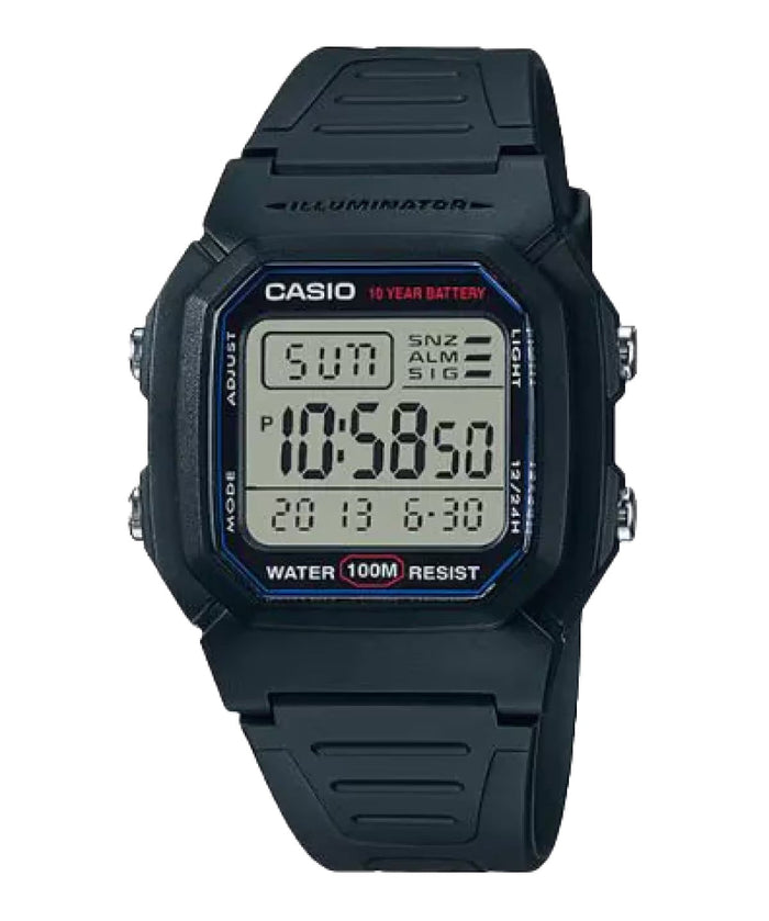 Casio Men's Water-Resistant Digital Watch with Black Strap - W-800H-1AV